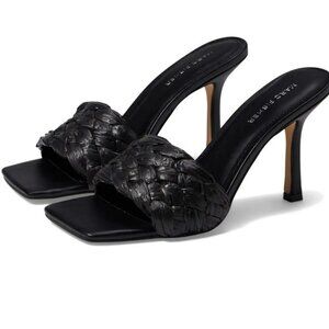 Marc Fisher Barzana 2 Black Open‎ Toe Braided Heel Sandals Size 8.5